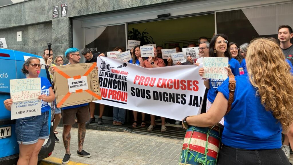 Protestes del personal de BDNCOM. Foto: Comitè professional de Badalona Comunicació