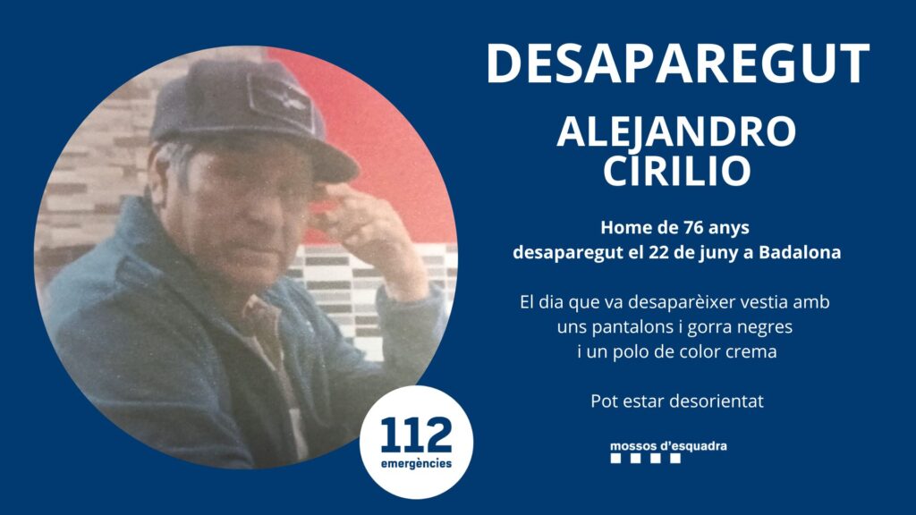 Crida policial per localitzar un home desaparegut | 25 de juny de 2026